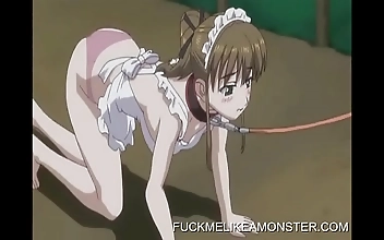 JAV Enchantress in a Humiliating Maid Roleplay with a Leash Walk on Hands and Knees