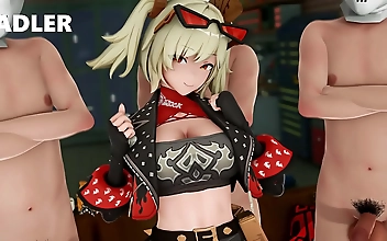 Burnice Gangbang: Luscious Lass Satisfies Her Longing for Lust!