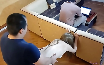 JAV My Father Pounds My Tight Pussy While My Hubby Works on The Laptop NTR