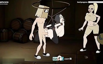 Ooh baby! Fuckerman punches vampire Sify s cartoon cock hard in the haunted mansion