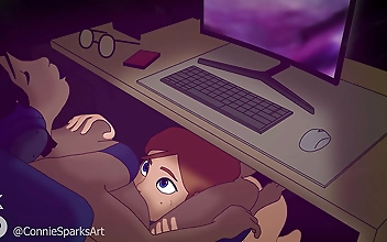 JAV Slut Gets a Mouthful of Dick Under the Desk in a Mind-Blowing Deepthroat Futa Scene