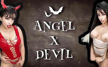 Choose Your Fap Fantasy: Adorable Angel or Luscious Devil in Cosplay Tease?