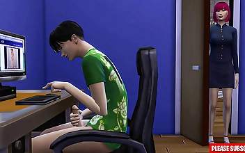 Meet the Luscious Japanese Step-Mom Catching Her Step-Son Jerking Off to Porn!