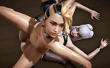 Get creamy with futanari Akali and her luscious cream pie filled by Evelynn in League of Legends