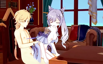 JAV Hottie Ganyu Gets Blown Away by Aether s Huge Cock in Mind-Blowing Hentai Sex