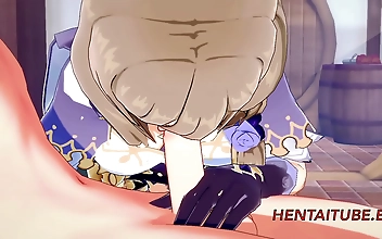 JAV Hentai Genshin Impact - Lisa's Steamy Threesome with a Blonde Boy!
