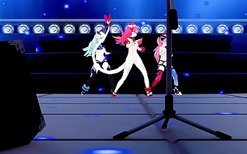 Unleash Your Desires with the Alluring Vodka Girls in Honkai Impact MMD! Follow the Leader - Rozaliya Liliya and Delta s Seductive Dance!