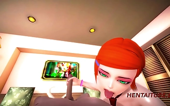 Japanese Hentai 3D: Gwen s Delightful Handjob Cunnilingus and Blowjob with Blonde Boyfriend