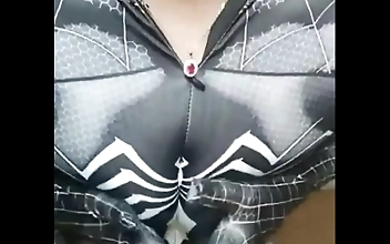 Luscious Enchantress Roleplays as Spiderwoman, Pleases Herself with Her Own Seductive Pussy