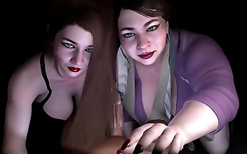 Mouthwatering Double Blowjob by Two Luscious MILFs in 3D Porn