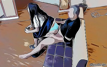 Obsession Unleashed: Adorable Japanese Girl Plays with Your Dick while Watching Hentai Cartoons