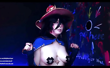 JAV seductress Mona in luscious Genshin cosplay, hard-core action