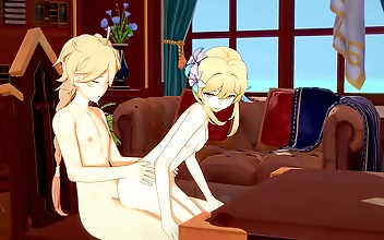 JAV Hentai Exclusive: 'Genshin Impact' Aether and Lumine's Erotic Sucking and Fucking in 3D Anime Cartoon Video Game Porn