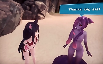 Welcome to Monster Girl Island: Exploring the Hentai Beach with a Shape-Shifting Hottie with Growing Boobs