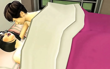 Naughty Business Trip: Japanese Step-mom and Virgin Step-son Share the Same Bed!